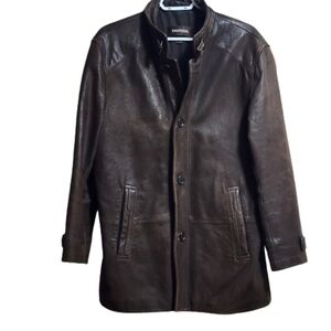 Vintage Danier long soft leather overcoat jacket color Chocolate brown